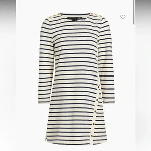 VERONICA BEARD Ruta Ivory Striped Cotton Dress